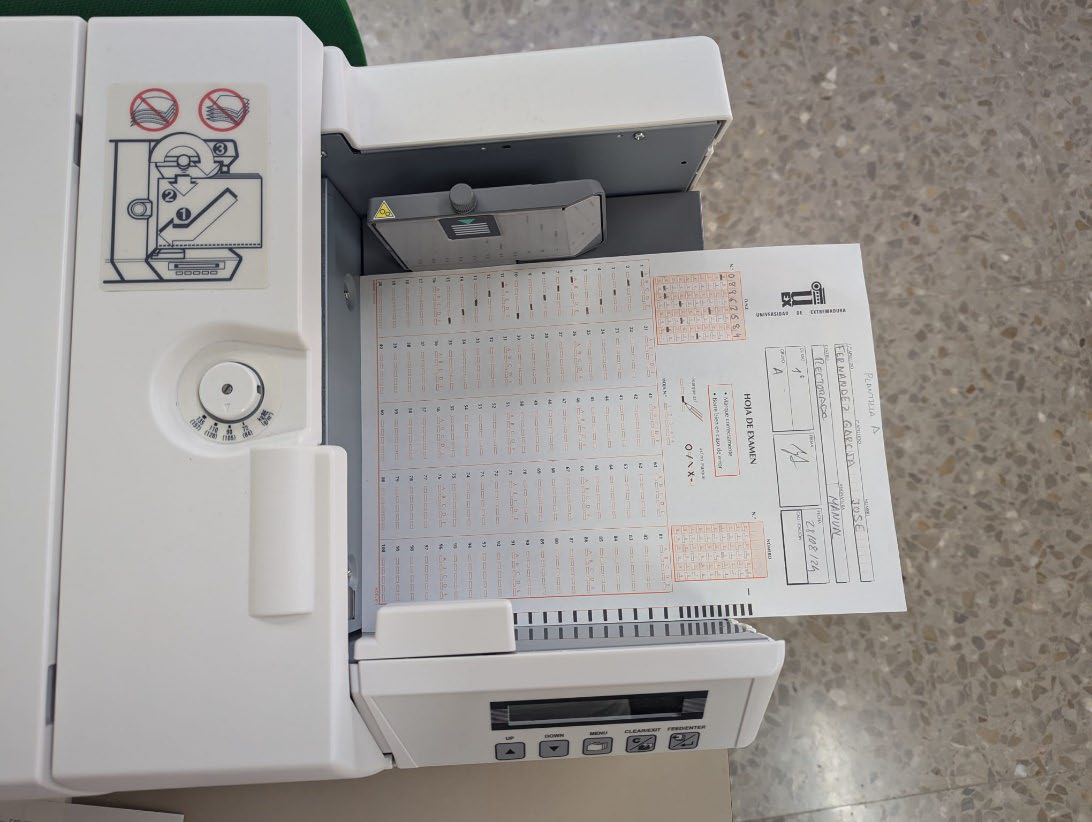 Plantilla colocada en la bandeja de la lectora