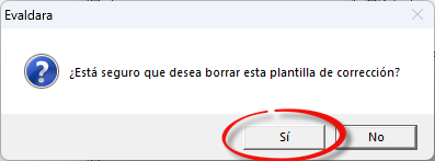 Confirmación del borrado de la plantilla anterior