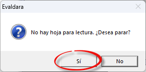 Aviso para parar la lectura de plantillas