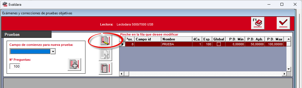 Botón para editar la prueba