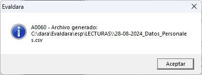 Aviso de que el fichero .csv se ha generado