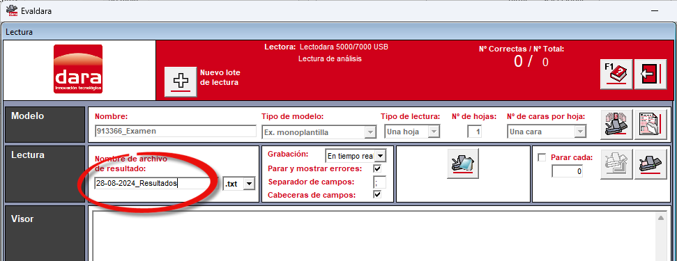 Cambio del nombre del fichero de respuestas