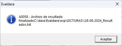 Aviso con la ruta del archivo de resultado de las respuestas