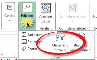 Icono Ordenar y filtrar supercomprimido